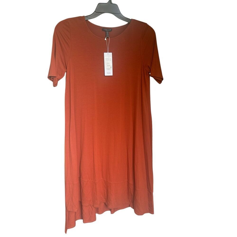 NWT Eileen Fisher Parka Viscose Jersey Dress Burnt Orange Size PM